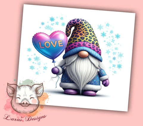 Cute Valentine Gnome Tumbler Wrap, Cute Gnome Design, 20oz Tumbler Wrap, Gnome Sublimation Art, Valentines Day Gift, Personalized Tumblers, Gnome Lover Gift Sublimation Lara' s Designs 