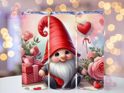 Cute Valentine Gnome Tumbler Wrap Valentines Day Skinny 20 oz Tumbler Sublimation Design Valentine Gnome Tumbler PNG, Digital Download Sublimation SvggirlplusArt 