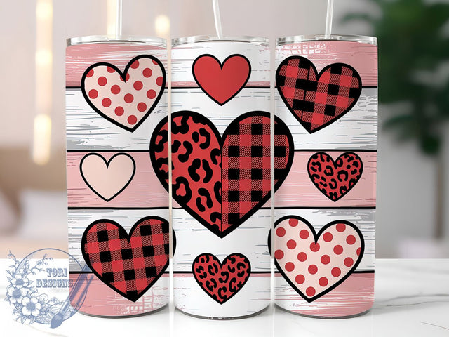 Cute Valentine Heart Tumbler, Romantic Wrap, Love Theme, Sublimation Art, 20oz Tumbler, Cute Design, Holiday Style Sublimation ToriDesigns 
