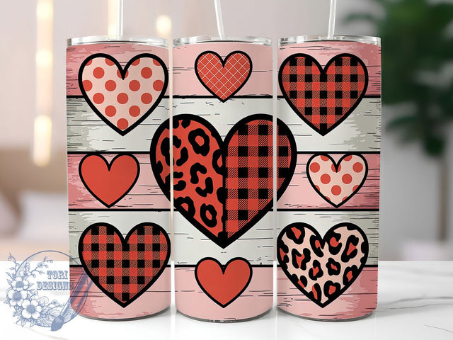 Cute Valentine Heart Tumbler, Romantic Wrap, Love Theme, Sublimation Art, 20oz Tumbler, Cute Design, Holiday Style Sublimation ToriDesigns 