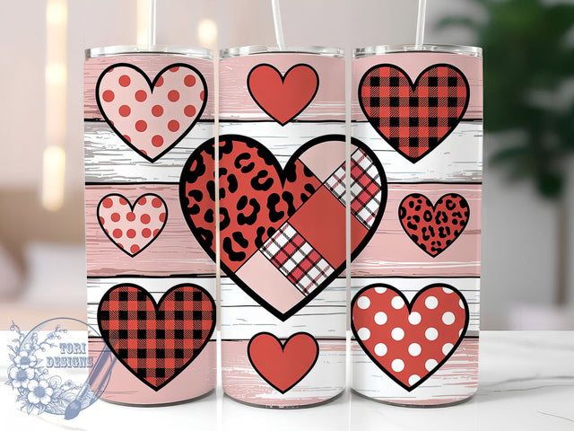 Cute Valentine Heart Tumbler, Romantic Wrap, Love Theme, Sublimation Art, 20oz Tumbler, Cute Design, Holiday Style Sublimation ToriDesigns 