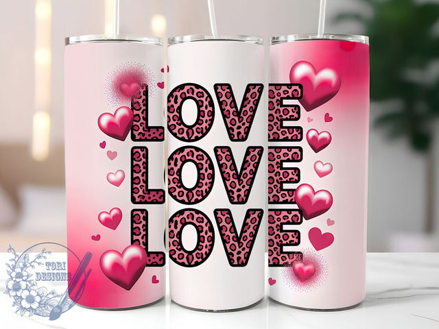 Cute Valentine Heart Tumbler, Valentine's Day, Heart Wrap, Sublimation Art, 20oz Tumbler, Romantic Style, Cute Design Sublimation ToriDesigns 
