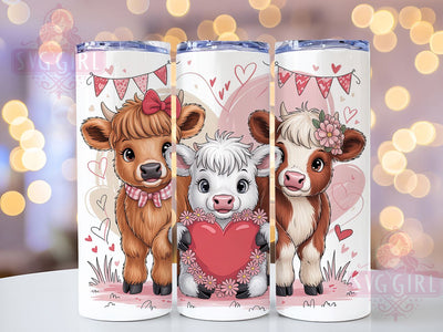 Cute Valentine Highland Cow Tumbler, Cute Cow Wrap, Romantic Cow Cup, 20oz Sublimation Wrap, Stylish Farm Animal Valentine Design Tumbler, Artistic Cow Heart Cup, Country Valentine Theme Wrap Sublimation SvggirlplusArt 