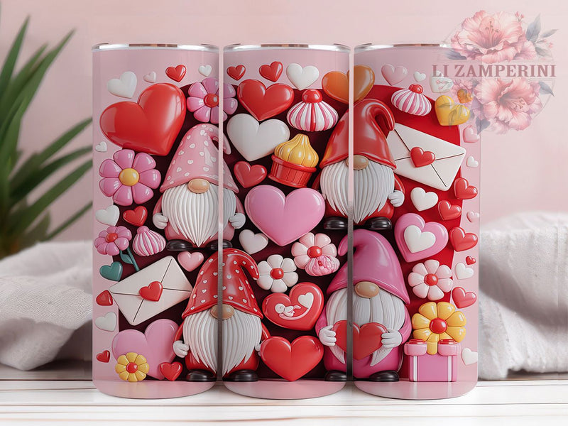 Cute Valentine Love Gnome Tumbler, Gnome With Hearts, Cute Valentine Design, Love Gnome Art, Valentine Tumbler, 20oz Tumbler, Sublimation Design Sublimation Li Zamperini 