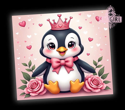 Cute Valentine Penguin Love Tumbler, Cute Penguin Design, 20oz Tumbler Wrap, Love Penguin Gift, Personalized Valentine Mug, Adorable Animal Tumbler, Valentines Day Gift Idea Sublimation SvggirlplusArt 
