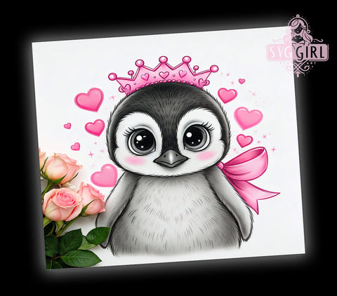 Cute Valentine Penguin Love Tumbler, Cute Penguin Design, 20oz Tumbler Wrap, Love Penguin Gift, Personalized Valentine Mug, Adorable Animal Tumbler, Valentines Day Gift Idea Sublimation SvggirlplusArt 
