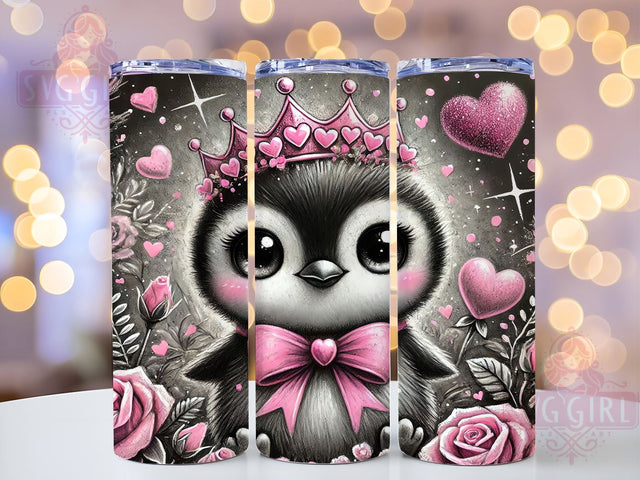 Cute Valentine Penguin Love Tumbler, Cute Penguin Design, 20oz Tumbler Wrap, Love Penguin Gift, Personalized Valentine Mug, Adorable Animal Tumbler, Valentines Day Gift Idea Sublimation SvggirlplusArt 