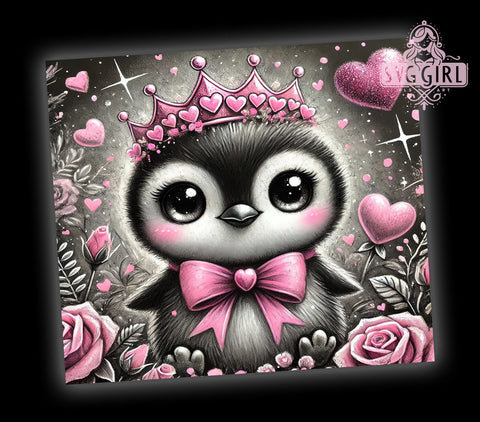 Cute Valentine Penguin Love Tumbler, Cute Penguin Design, 20oz Tumbler Wrap, Love Penguin Gift, Personalized Valentine Mug, Adorable Animal Tumbler, Valentines Day Gift Idea Sublimation SvggirlplusArt 