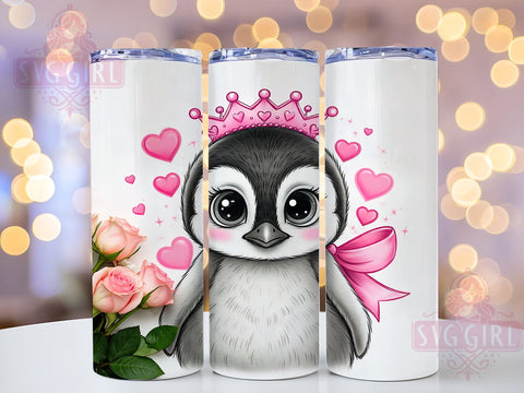 Cute Valentine Penguin Love Tumbler, Cute Penguin Design, 20oz Tumbler Wrap, Love Penguin Gift, Personalized Valentine Mug, Adorable Animal Tumbler, Valentines Day Gift Idea Sublimation SvggirlplusArt 