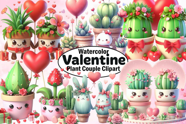 Cute Valentine Plant Couple Clipart Sublimation SVGArt 