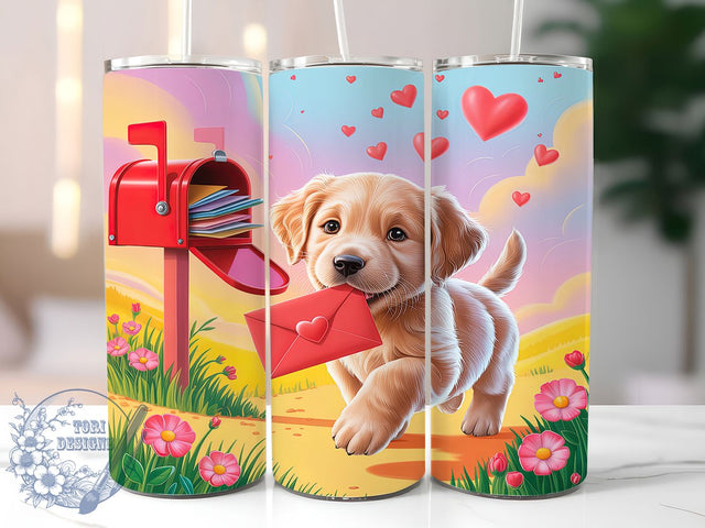 Cute Valentine Puppy Love Tumbler, Puppy Love Pattern, Cute Dog Valentine Design, 20Oz Sublimation Wrap, Adorable Pup Art, Romantic Dog Texture, Tumbler Sublimation Sublimation ToriDesigns 