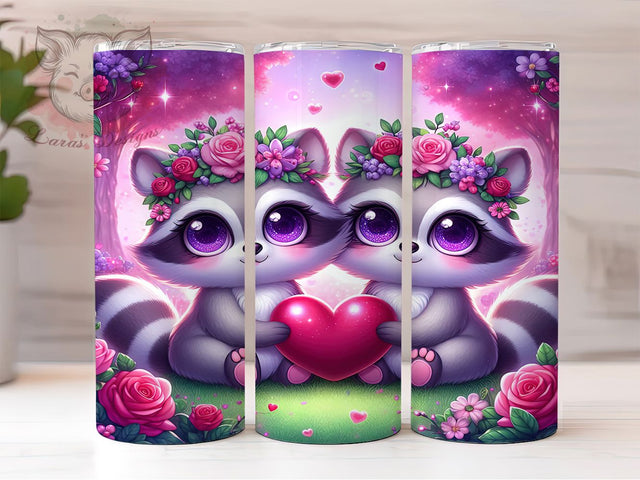 Cute Valentine Raccoon Tumbler, Valentine Animal Wrap, Love Raccoon Cup, Romantic Sublimation Design, Valentine Gift Tumbler, Sweet Raccoon Wrap, Adorable Animal Cup Sublimation Lara' s Designs 