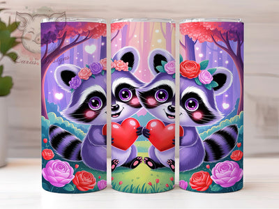 Cute Valentine Raccoon Tumbler, Valentine Animal Wrap, Love Raccoon Cup, Romantic Sublimation Design, Valentine Gift Tumbler, Sweet Raccoon Wrap, Adorable Animal Cup Sublimation Lara' s Designs 