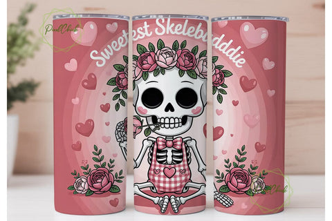 Cute Valentine Skeleton 20oz Tumbler Sublimation PixelChick 