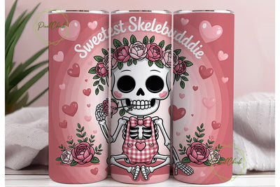 Cute Valentine Skeleton 20oz Tumbler Sublimation PixelChick 