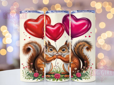 Cute Valentine Squirrel Tumbler, Animal Valentine Wrap, Love Squirrels Cup, Romantic Animal Design, Valentine Sublimation Gift, Woodland Creatures Tumbler, Sweet Squirrel Wrap Sublimation SvggirlplusArt 