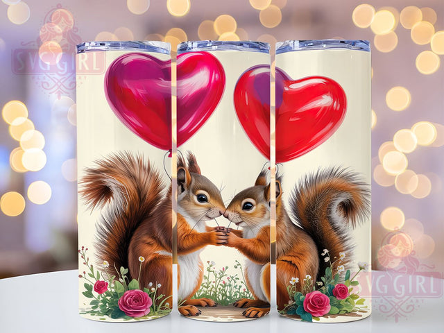 Cute Valentine Squirrel Tumbler, Animal Valentine Wrap, Love Squirrels Cup, Romantic Animal Design, Valentine Sublimation Gift, Woodland Creatures Tumbler, Sweet Squirrel Wrap Sublimation SvggirlplusArt 