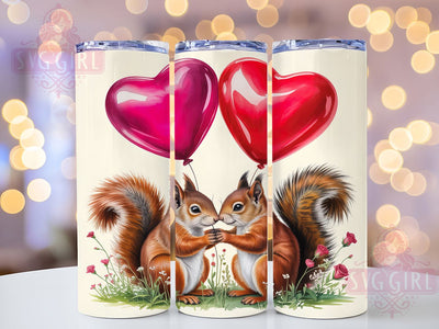 Cute Valentine Squirrel Tumbler, Animal Valentine Wrap, Love Squirrels Cup, Romantic Animal Design, Valentine Sublimation Gift, Woodland Creatures Tumbler, Sweet Squirrel Wrap Sublimation SvggirlplusArt 