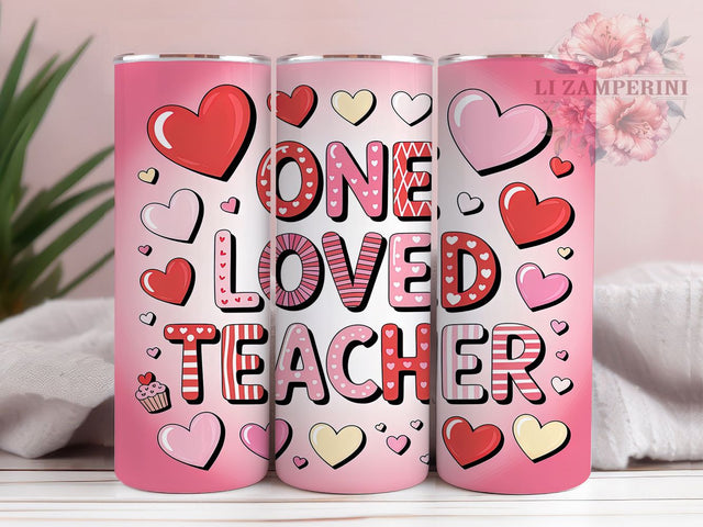 Cute Valentine Teacher Tumbler, Valentine Hearts Pattern, Cute Teacher Design, 20Oz Sublimation Wrap, School Valentine Art, Heart Teacher Texture, Tumbler Sublimation Sublimation Li Zamperini 