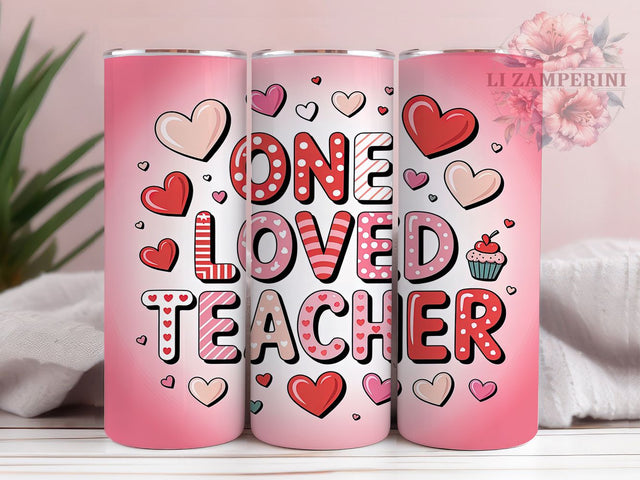 Cute Valentine Teacher Tumbler, Valentine Hearts Pattern, Cute Teacher Design, 20Oz Sublimation Wrap, School Valentine Art, Heart Teacher Texture, Tumbler Sublimation Sublimation Li Zamperini 
