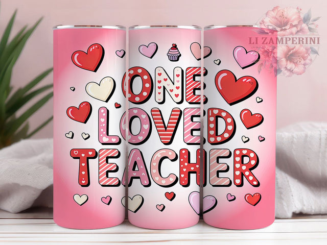 Cute Valentine Teacher Tumbler, Valentine Hearts Pattern, Cute Teacher Design, 20Oz Sublimation Wrap, School Valentine Art, Heart Teacher Texture, Tumbler Sublimation Sublimation Li Zamperini 