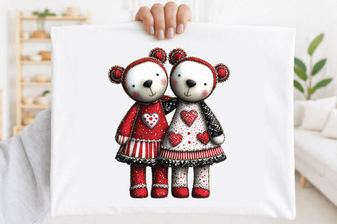 Cute Valentine Teddy Bear Couple Clipart Sublimation SVGArt 