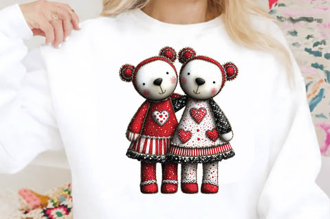 Cute Valentine Teddy Bear Couple Clipart Sublimation SVGArt 