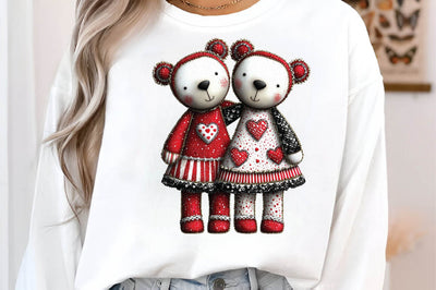 Cute Valentine Teddy Bear Couple Clipart Sublimation SVGArt 