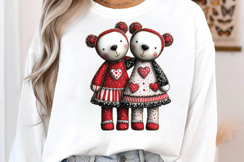 Cute Valentine Teddy Bear Couple Clipart Sublimation SVGArt 