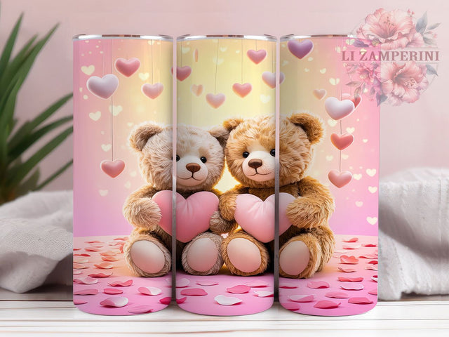 Cute Valentine Teddy Bear Tumbler, Cute Bear Pattern, Romantic Bear Design, 20Oz Sublimation Wrap, Adorable Teddy Art, Love Bear Texture, Tumbler Sublimation Sublimation Li Zamperini 