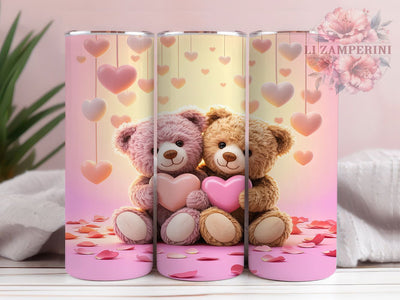Cute Valentine Teddy Bear Tumbler, Cute Bear Pattern, Romantic Bear Design, 20Oz Sublimation Wrap, Adorable Teddy Art, Love Bear Texture, Tumbler Sublimation Sublimation Li Zamperini 