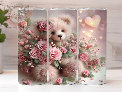Cute Valentine Teddy Bear Tumbler, Cute Bear Wrap, Romantic Teddy Cup, 20oz Sublimation Wrap, Stylish Valentine Design Tumbler, Artistic Teddy Heart Cup, Whimsical Love Theme Wrap Sublimation Lara' s Designs 