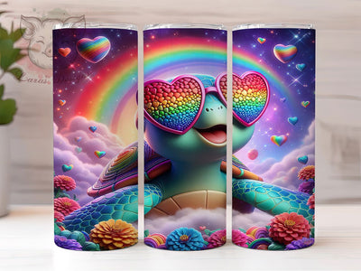 Cute Valentine Turtle Tumbler, Cute Animal Love Pattern, Romantic Wildlife Design, 20Oz Sublimation Wrap, Adorable Turtle Art, Heart Motif Texture, Tumbler Sublimation Sublimation Lara' s Designs 