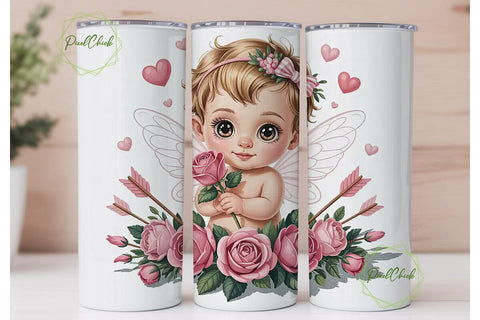 Cute Valentine's Baby Tumbler Wrap Sublimation PixelChick 