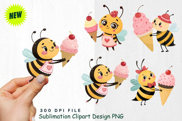 Cute Valentine's Day Bee Clipart PNG Sublimation Regulrcrative 