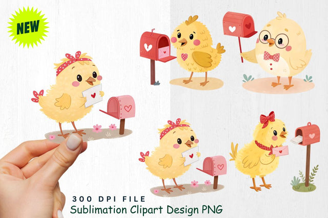 Cute Valentine's Day Chick Clipart PNG Sublimation Regulrcrative 