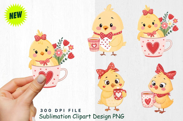Cute Valentine's Day Chick Clipart PNG Sublimation Regulrcrative 