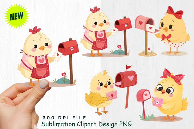 Cute Valentine's Day Chick Clipart PNG Sublimation Regulrcrative 