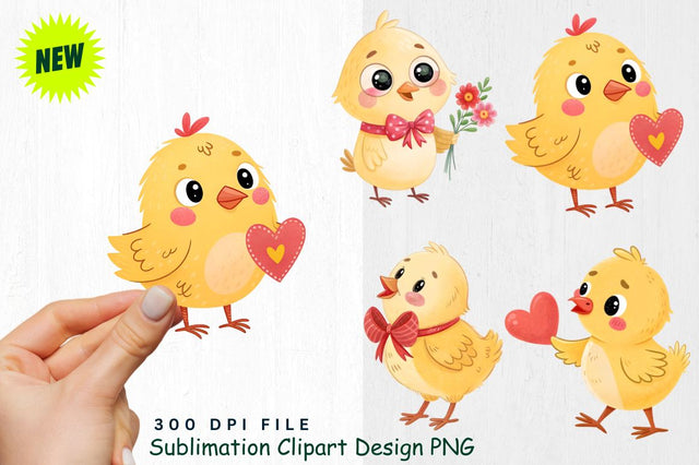 Cute Valentine's Day Chick Clipart PNG Sublimation Regulrcrative 