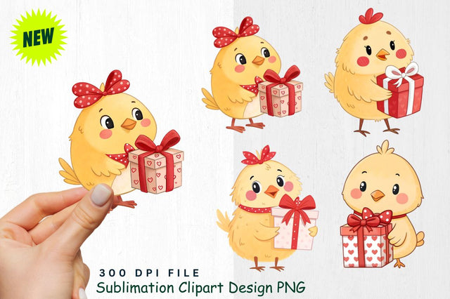 Cute Valentine's Day Chick Clipart PNG Sublimation Regulrcrative 