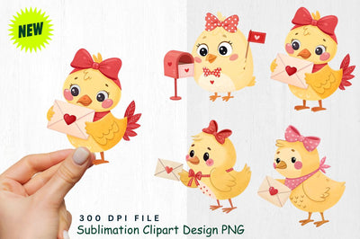Cute Valentine's Day Chick Clipart PNG Sublimation Regulrcrative 