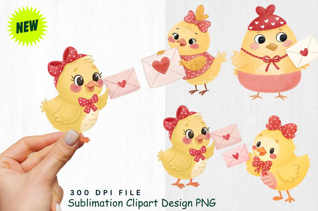 Cute Valentine's Day Chick Clipart PNG Sublimation Regulrcrative 