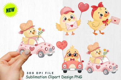Cute Valentine's Day Chick Clipart PNG Sublimation Regulrcrative 