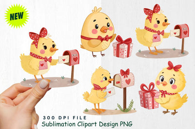 Cute Valentine's Day Chick Clipart PNG Sublimation Regulrcrative 