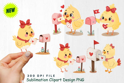 Cute Valentine's Day Chick Clipart PNG Sublimation Regulrcrative 