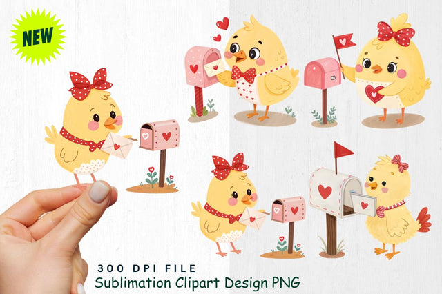 Cute Valentine's Day Chick Clipart PNG Sublimation Regulrcrative 