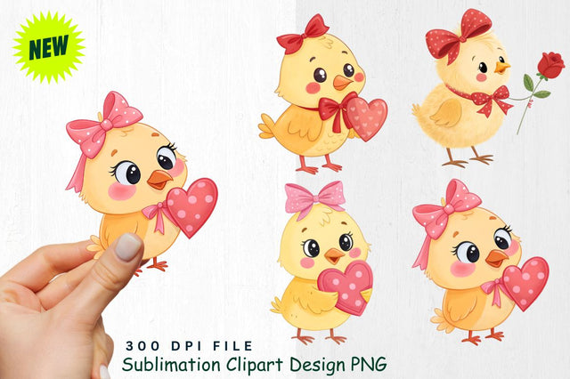 Cute Valentine's Day Chick Clipart PNG Sublimation Regulrcrative 