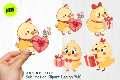 Cute Valentine's Day Chick Clipart PNG Sublimation Regulrcrative 