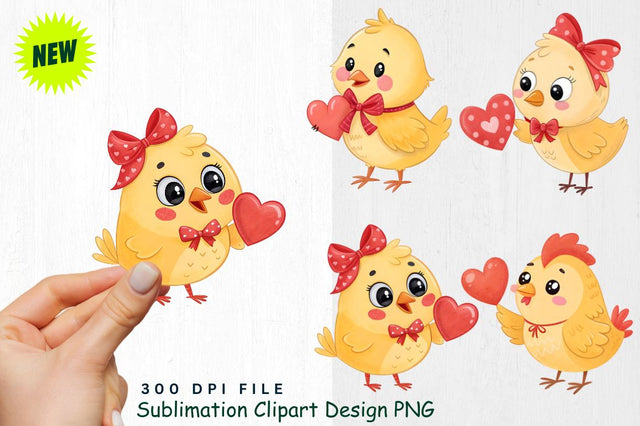 Cute Valentine's Day Chick Clipart PNG Sublimation Regulrcrative 