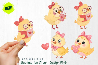 Cute Valentine's Day Chick Clipart PNG Sublimation Regulrcrative 